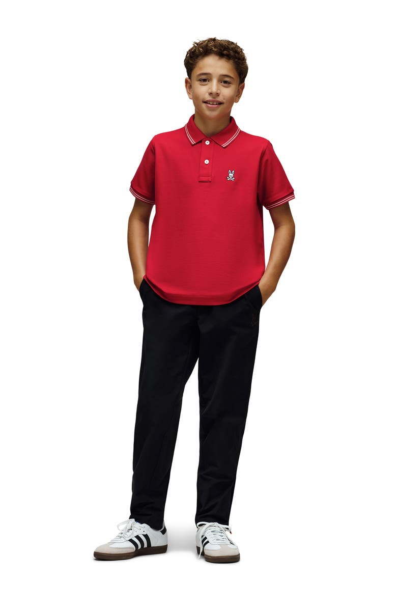 Psycho Bunny Kids' Logan Bunny Pima Cotton Piqué Polo, Alternate, color, Tango Red