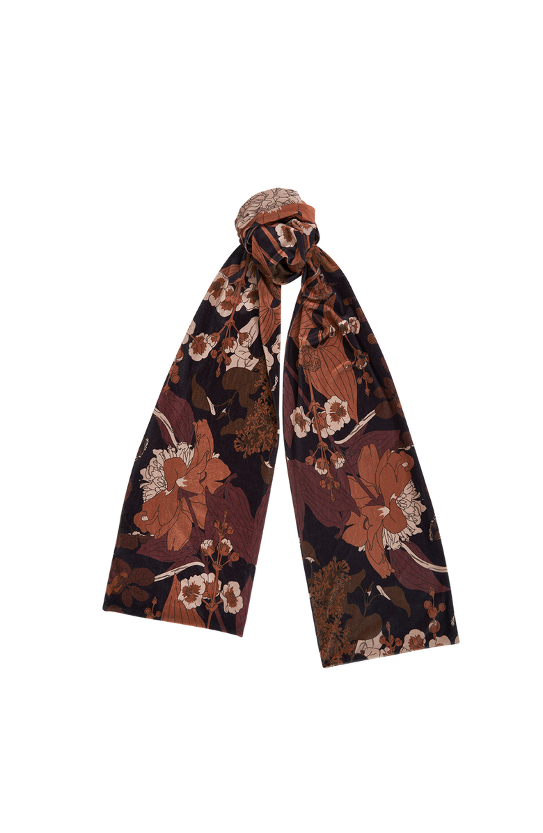 Fable England Deco Blooms Black Velvet Scarf, Main, color, Black