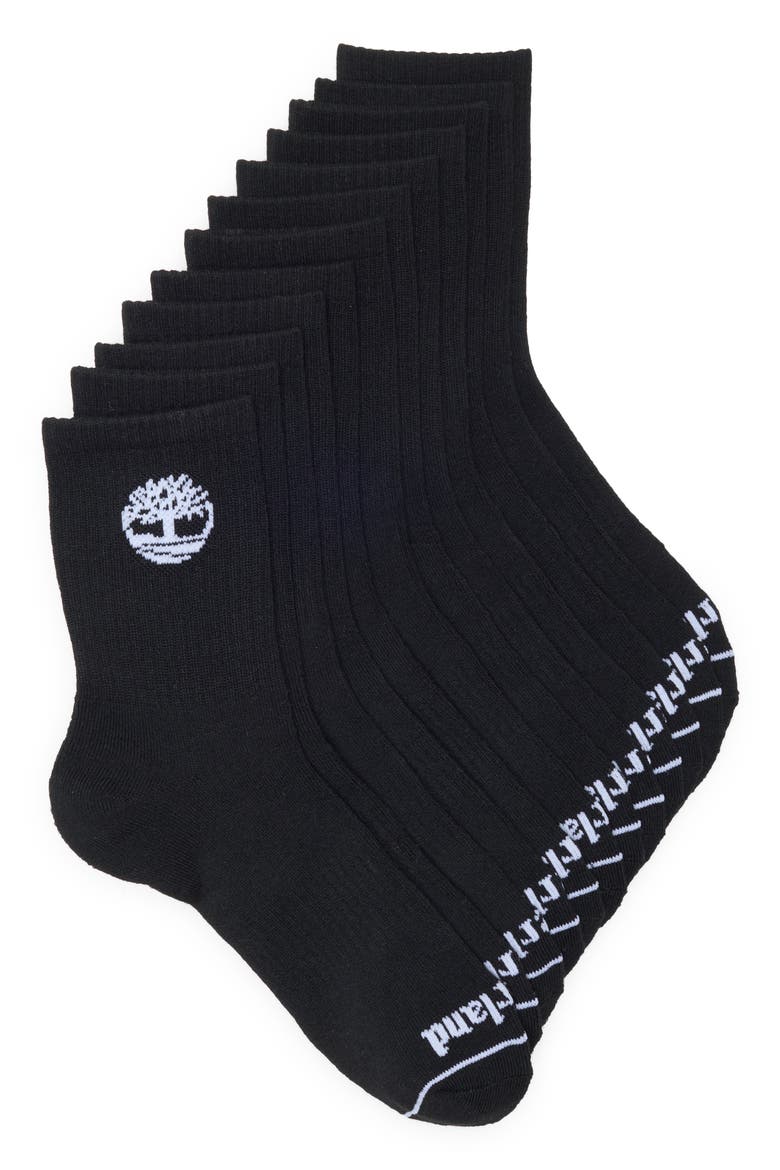 6-Pack Cushion High Quarter Length Socks, Main, color, BLACK