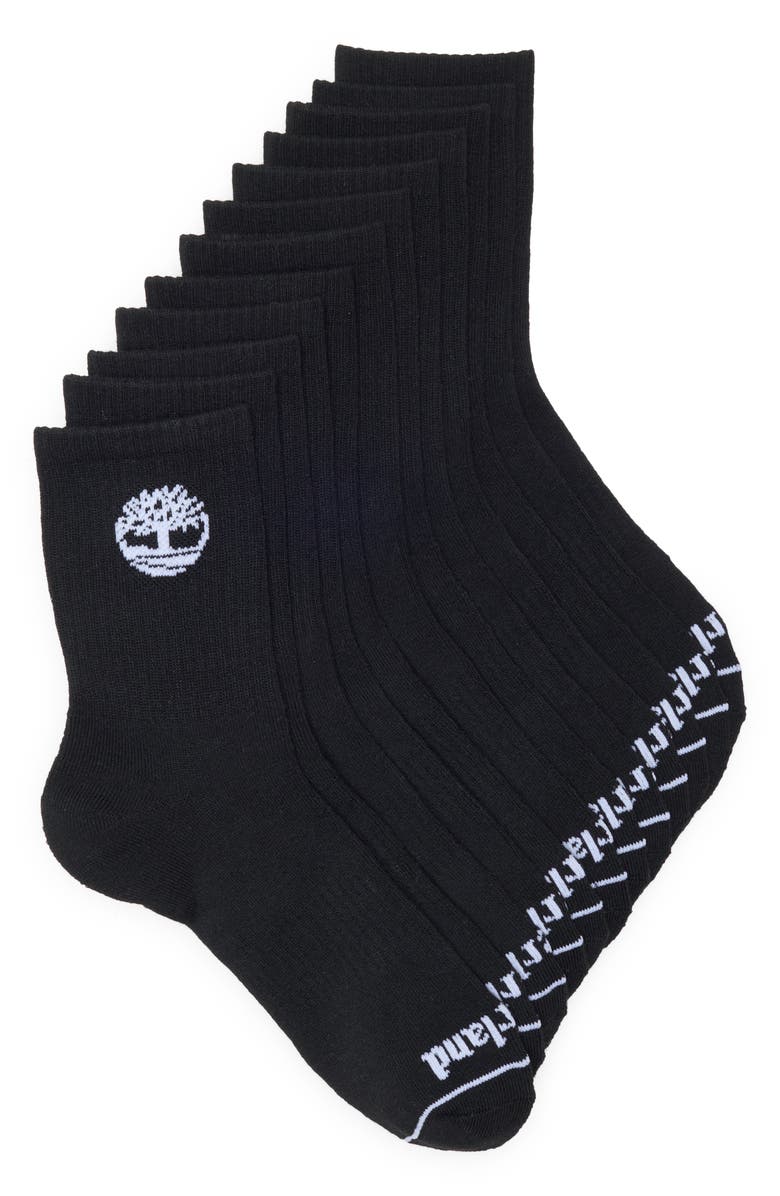 Timberland 6-Pack Cushion High Quarter Length Socks, Main, color, Black