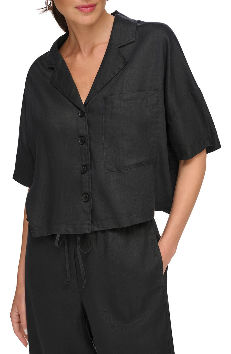 DKNY Linen Camp Shirt, Alternate, color,