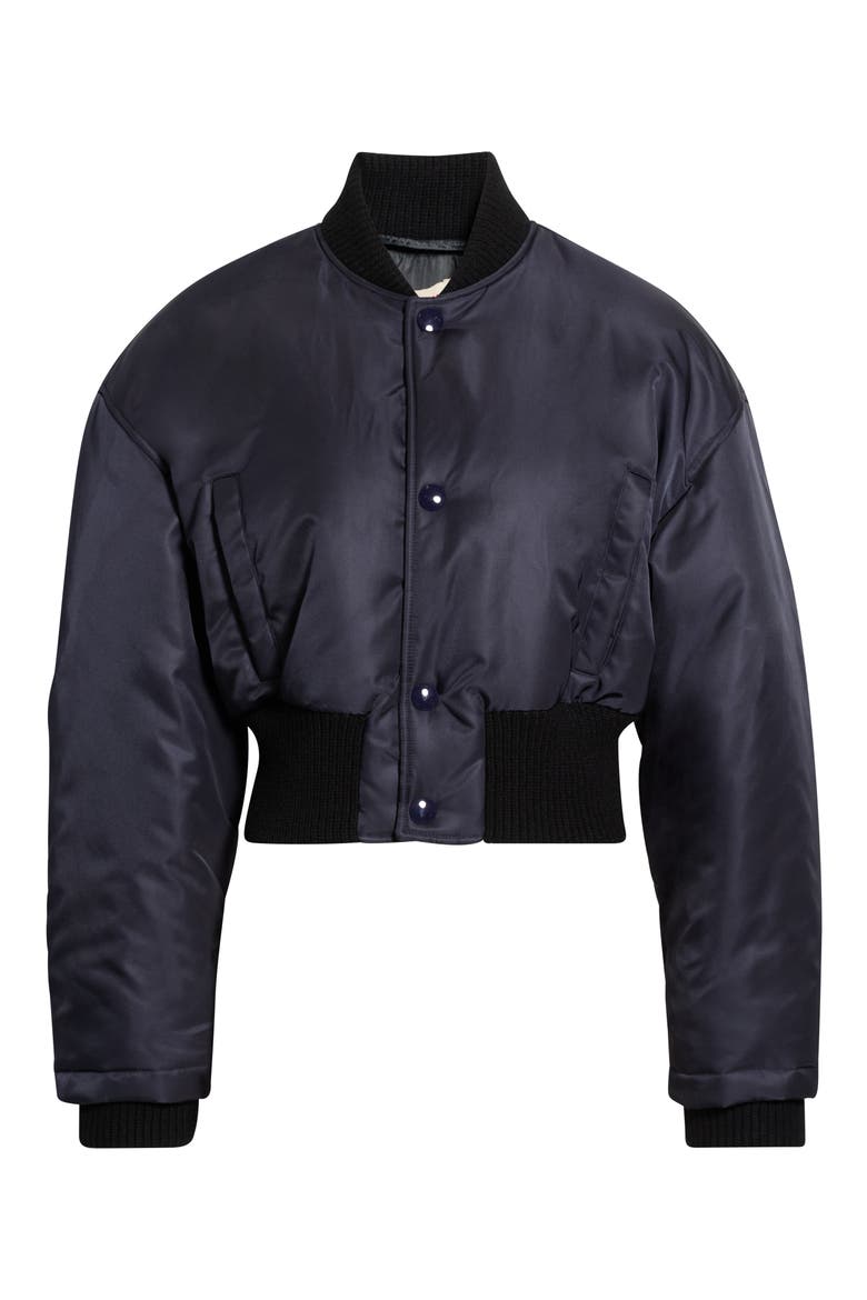 Crop Nylon Bomber Jacket, Main, color, 00B99 BLUBLACK