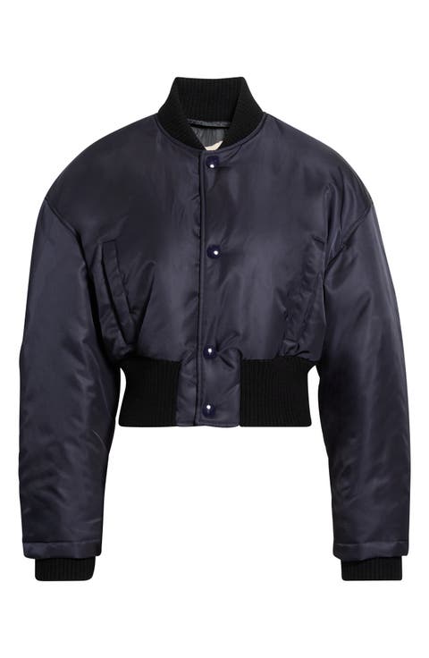 Crop Nylon Bomber Jacket