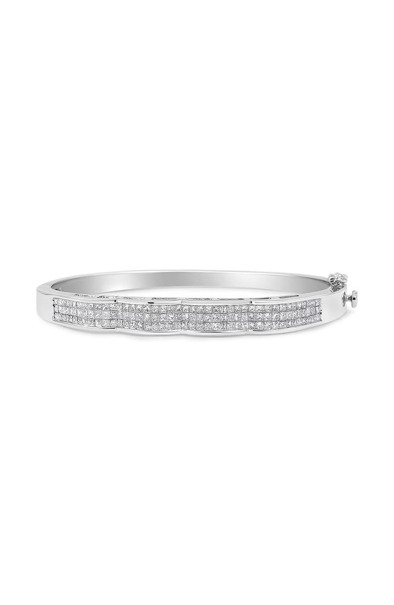 Haus of Brilliance 14K White Gold 3 1/3 Cttw Invisible Princess Diamond Wave Bangle Bracelet, Alternate, color, White