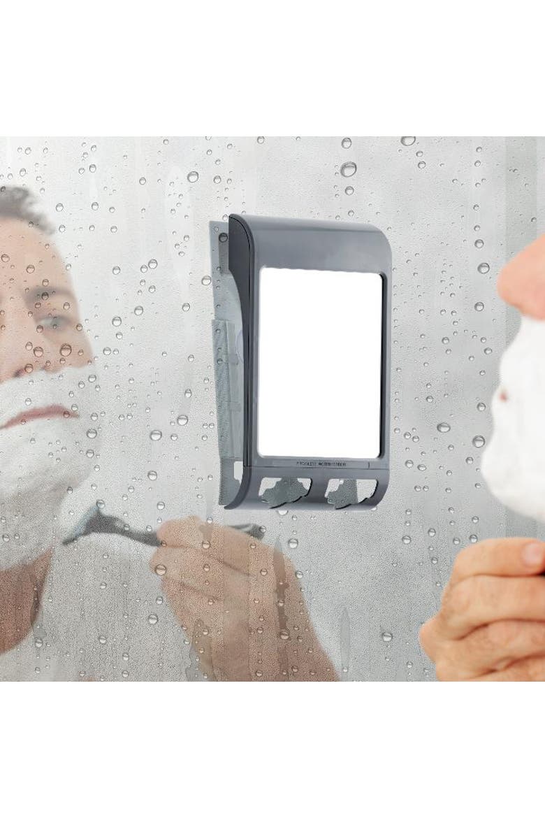 Fogless Shower Mirror with Razor Holder & Squeegee, Alternate, color, Gray