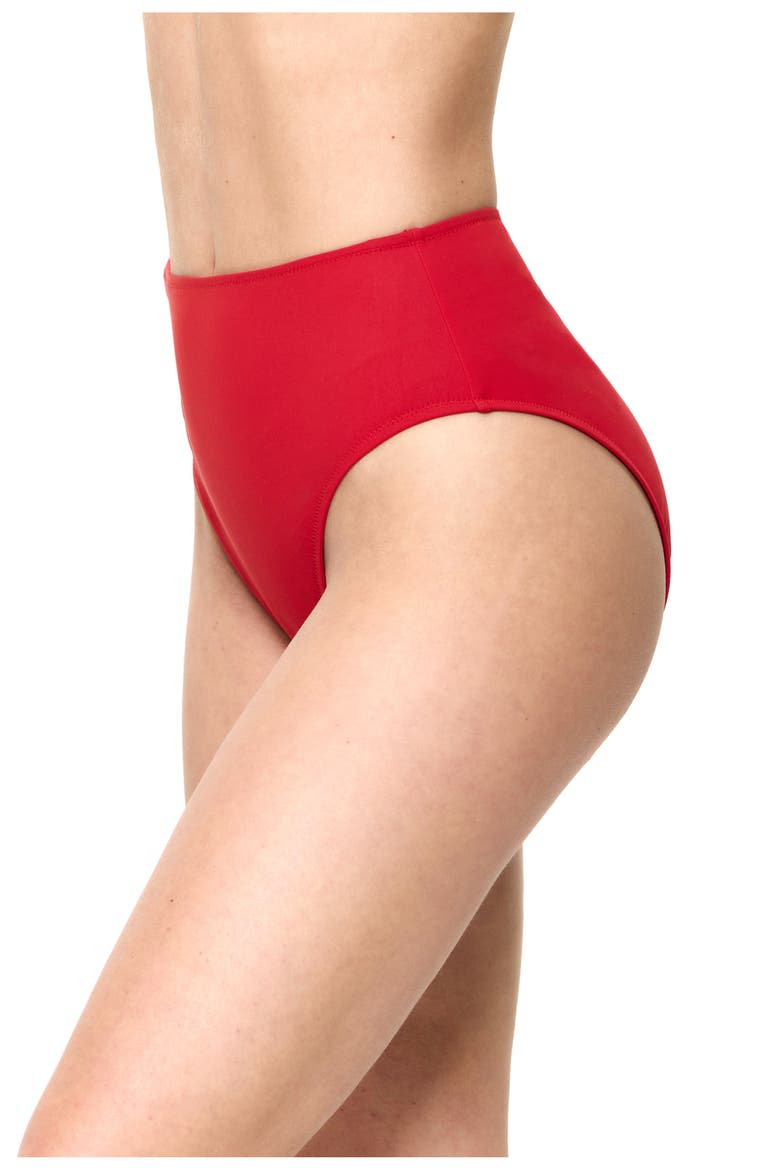 Modern Muse High Waist Bikini Bottom, Alternate, color, Red