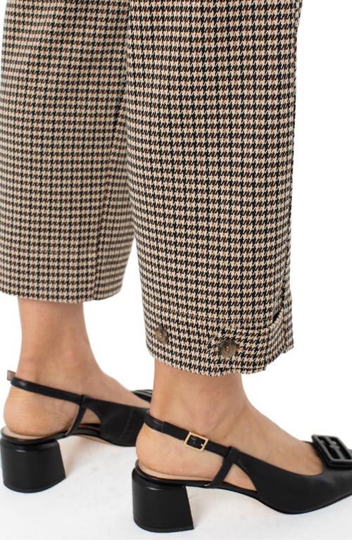 Liverpool Los Angeles Houndstooth Crop Straight Leg Utility Pants In Brown