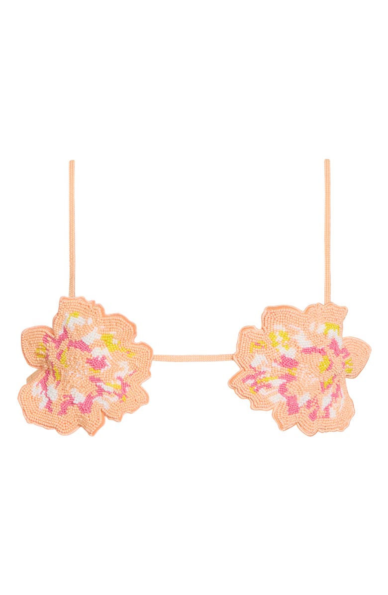 Maaji Florence Beaded Flower Bikini Top, Alternate, color, Pink