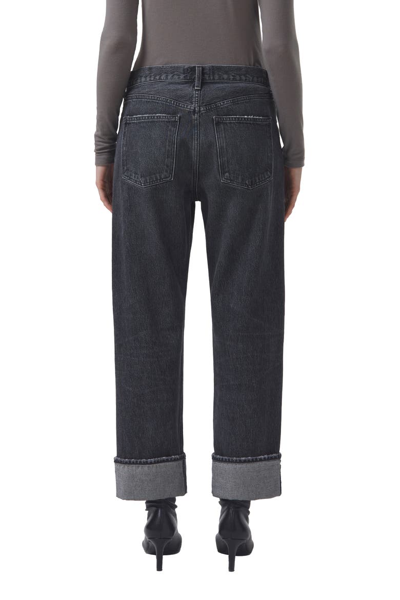 Fran Cuffed Organic Cotton Ankle Straight Leg Jeans, Alternate, color, DITCH