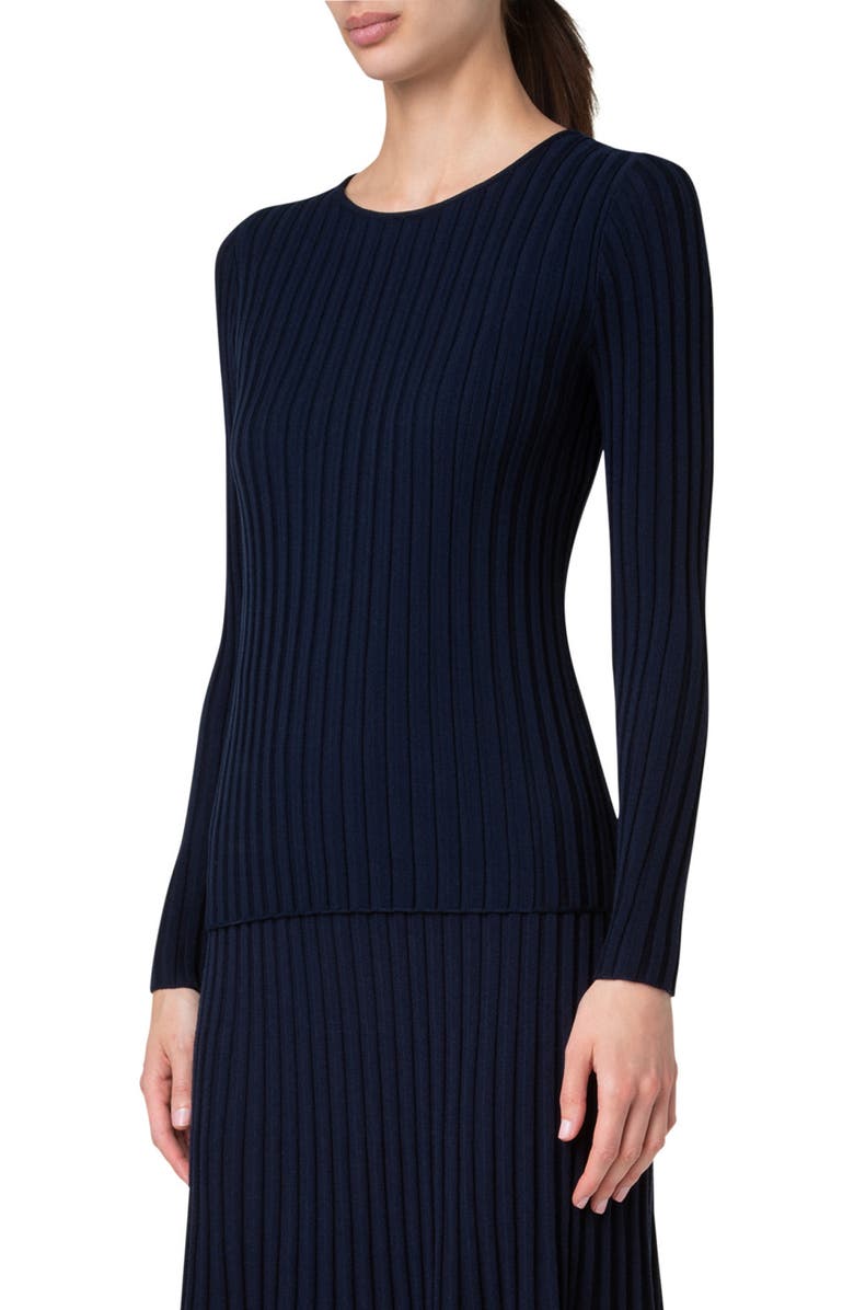 Akris punto Wool Rib Crewneck Sweater, Alternate, color,
