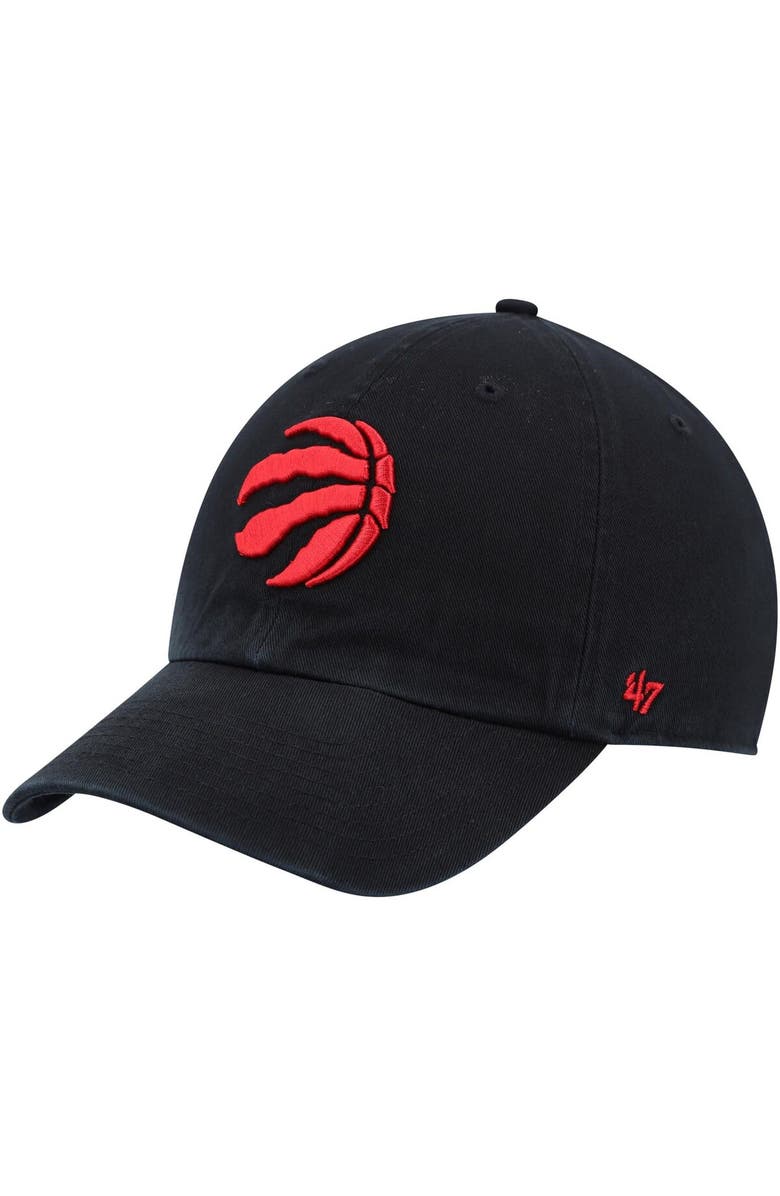 '47 Men's '47 Black Toronto Raptors Alternate Logo Team Clean Up Adjustable Hat, Main, color,