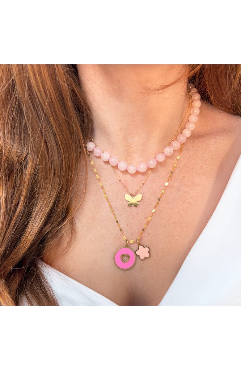 The Lovery Fine Jewelry Rose Quartz Knotted Bead Necklace, Alternate, color, Rose Quartz