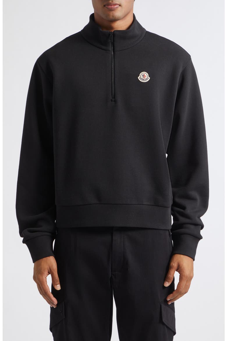 Quarter Zip Cotton Pullover, Main, color, BLACK