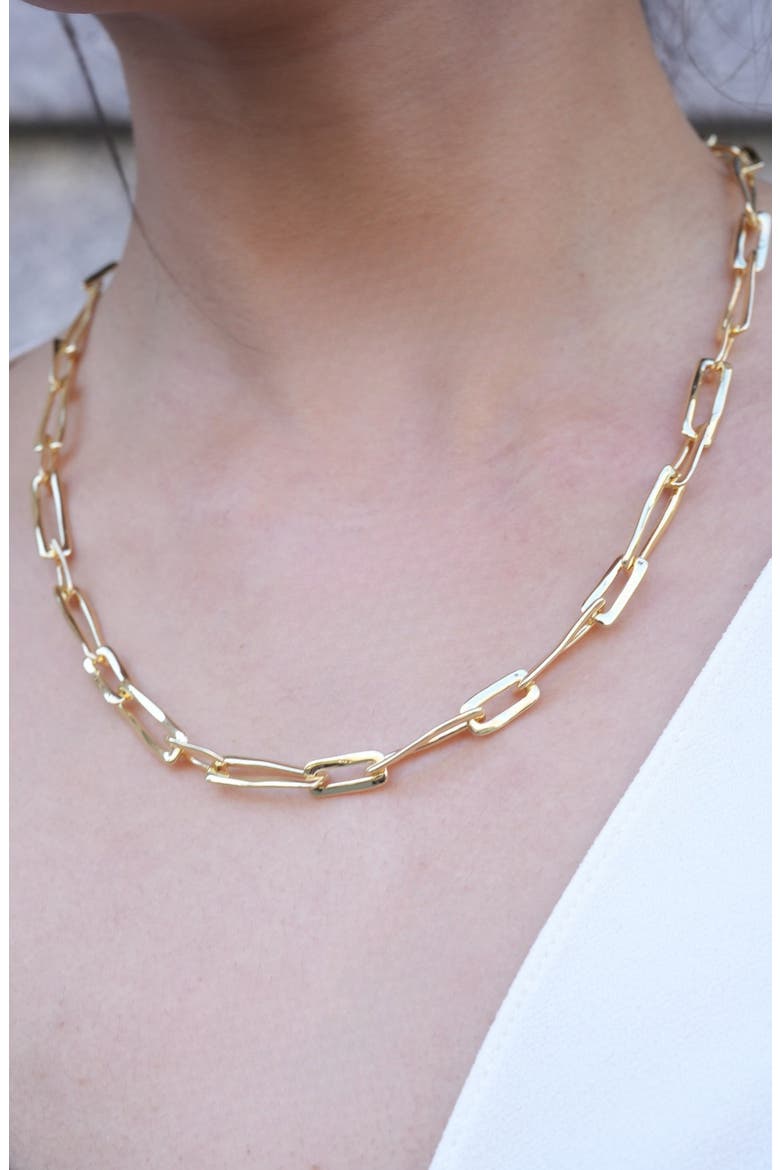 Chunky Paper Clip Chain Necklace, Alternate, color, GOLD