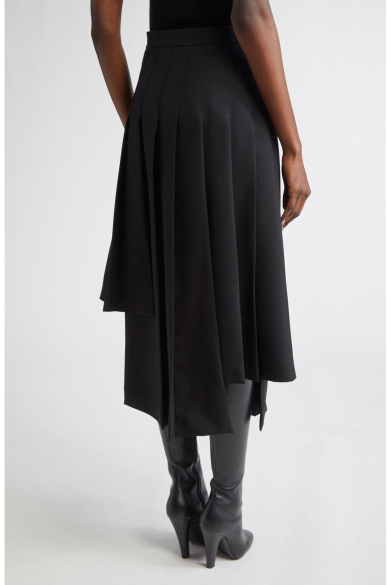 Asymmetric Pleat Wool Skirt, Alternate, color, BLACK