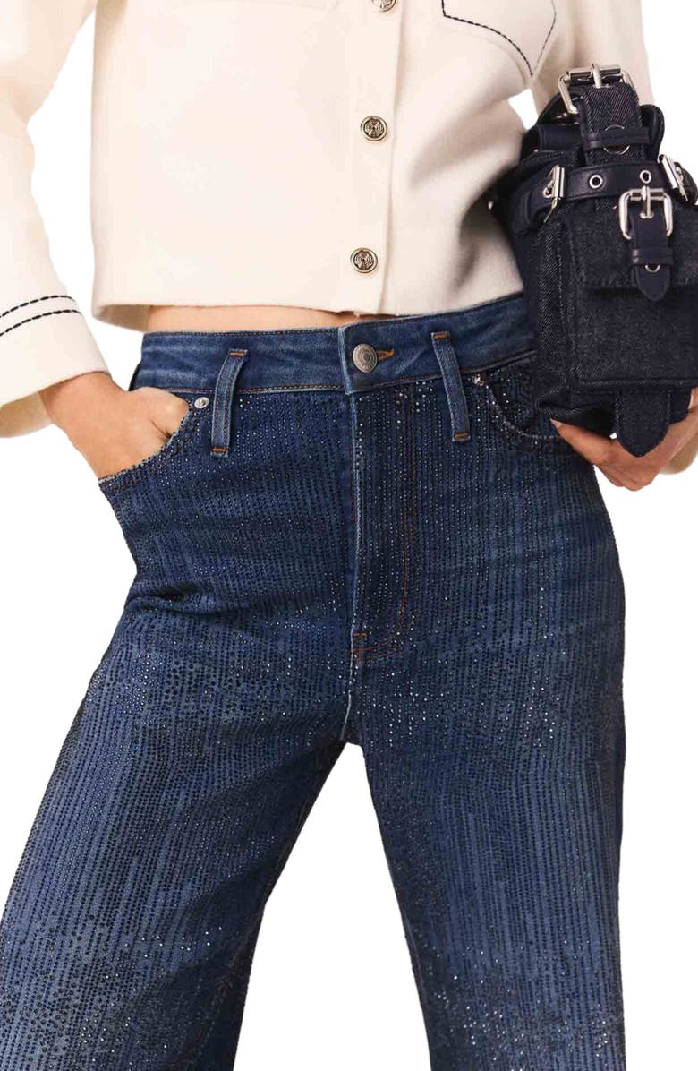 maje Rhinestone jeans, Alternate, color, Blue