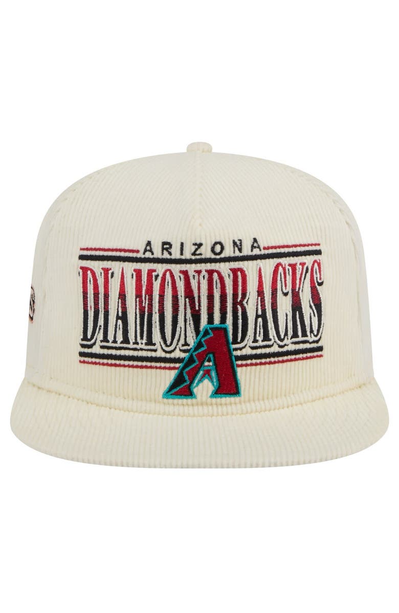 New Era Men's New Era Cream Arizona Diamondbacks Throwback Bar Golfer Corduroy Snapback Hat, Alternate, color, 