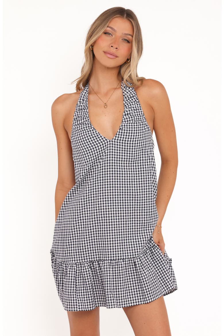 Samson Gingham Halter Mini Dress, Alternate, color, NAVY GINGHAM