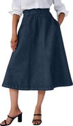 Jessica London Comfort Waist Stretch Denim Swing Skirt