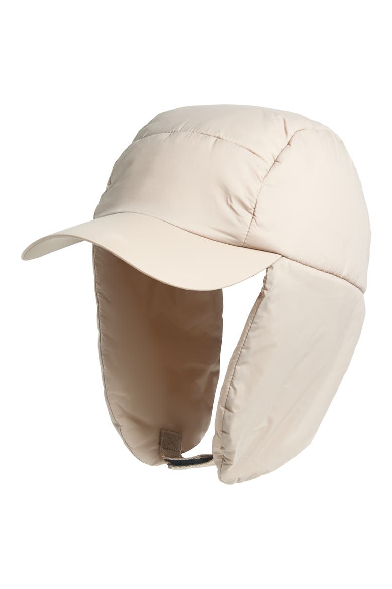 Faux Fur Lined Ear Flap Cap, Main, color, PUTTY