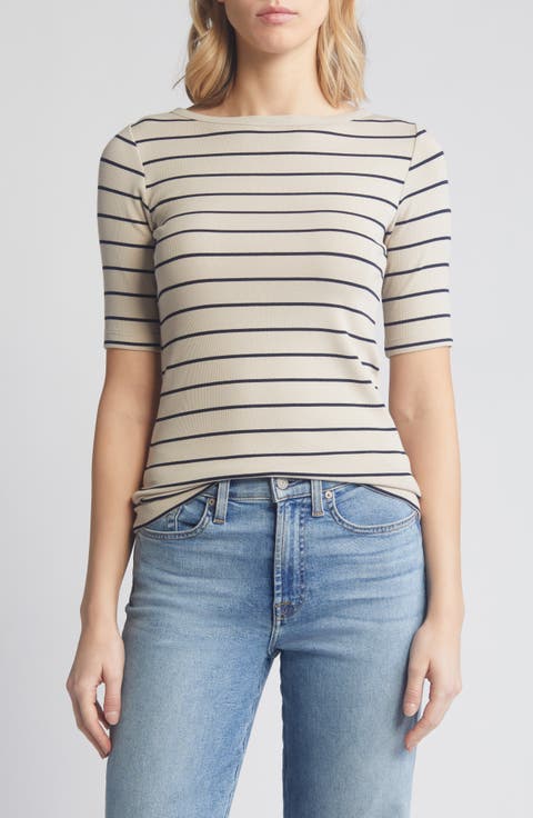 Wide Stripe Cotton Blend Top