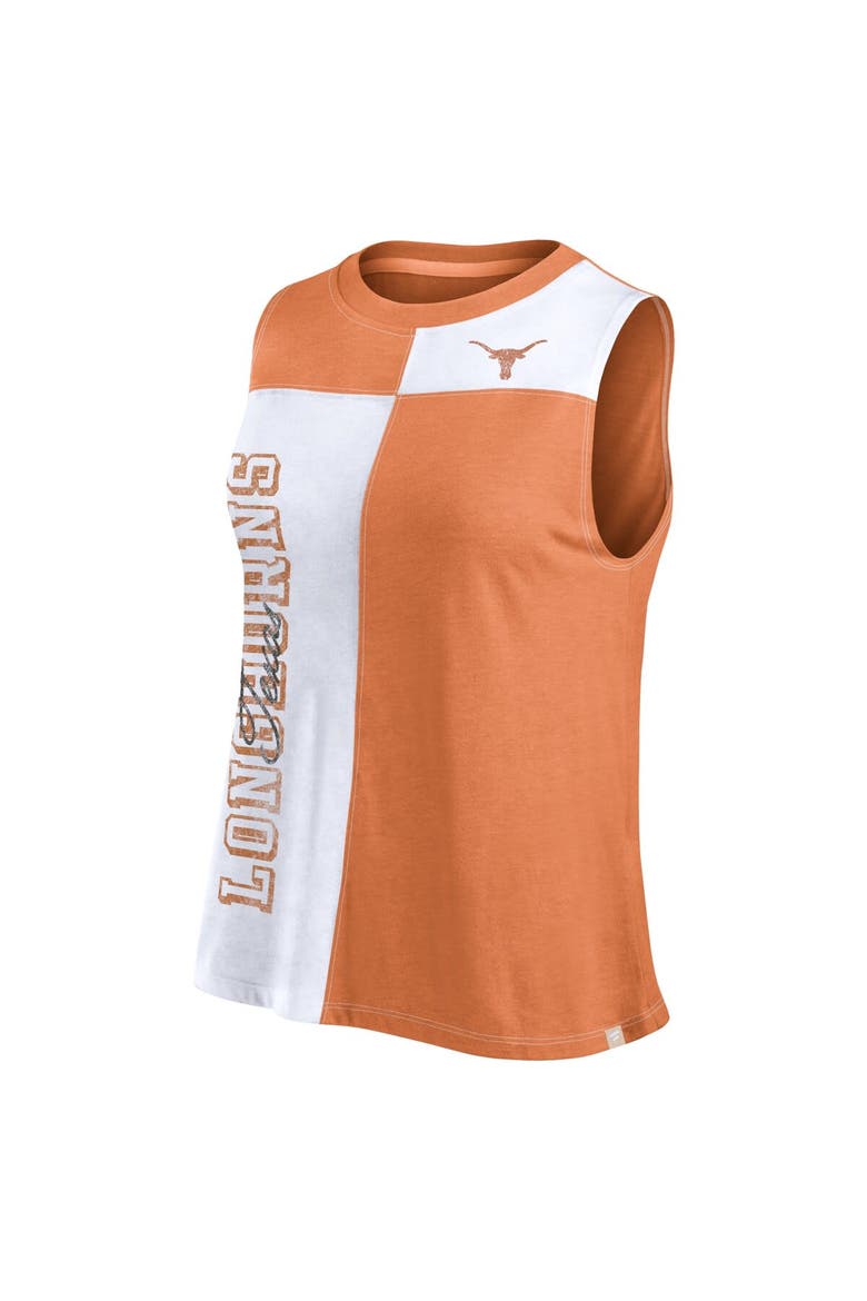 Women's Fanatics Branded Texas Orange/White Texas Longhorns Colorblock High Neck Tank Top, Alternate, color, Burnt Orange