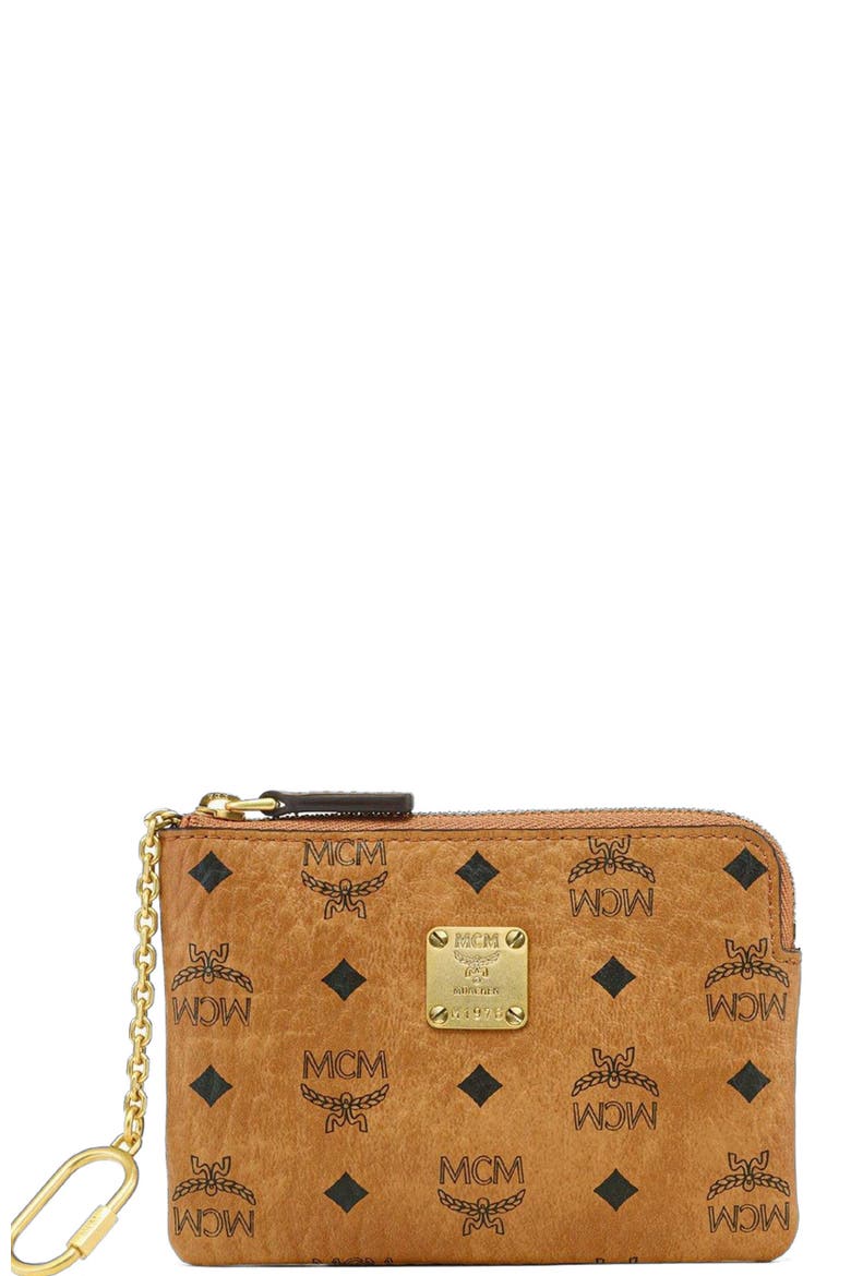 Aren Card Pouch in Visetos, Main, color, Brown