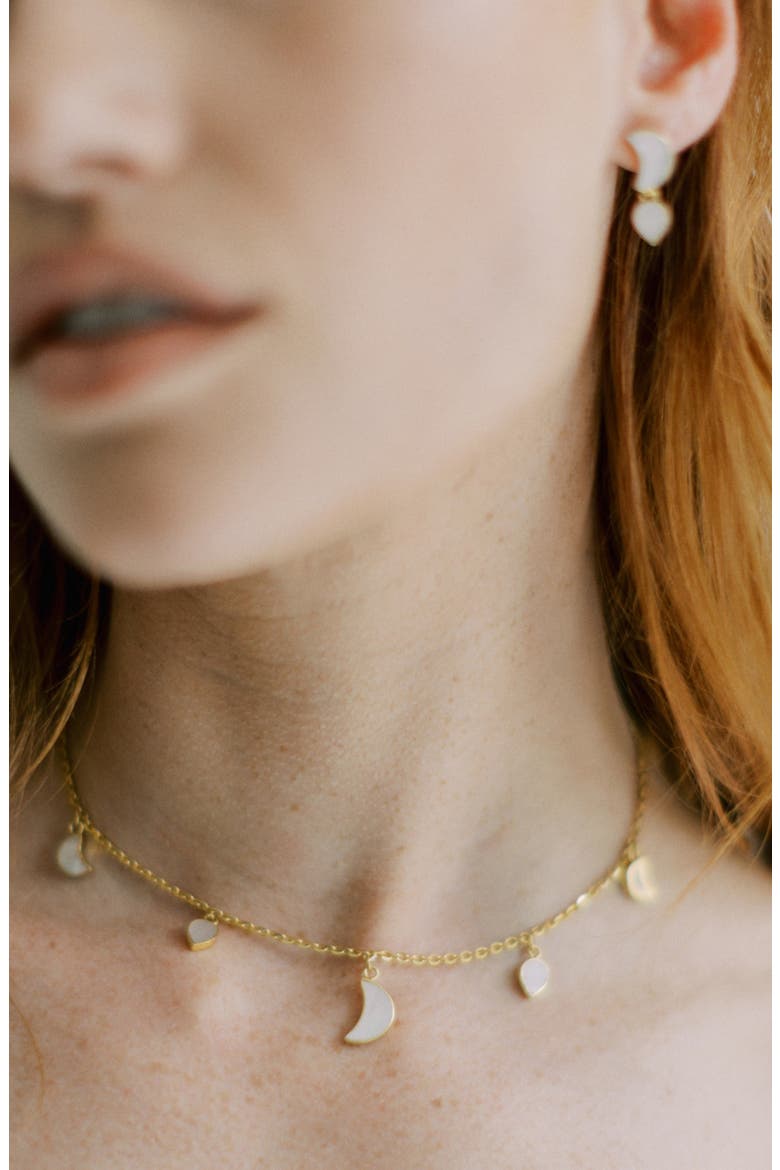 Petite Moon Necklace, Gold, Alternate, color, Gold