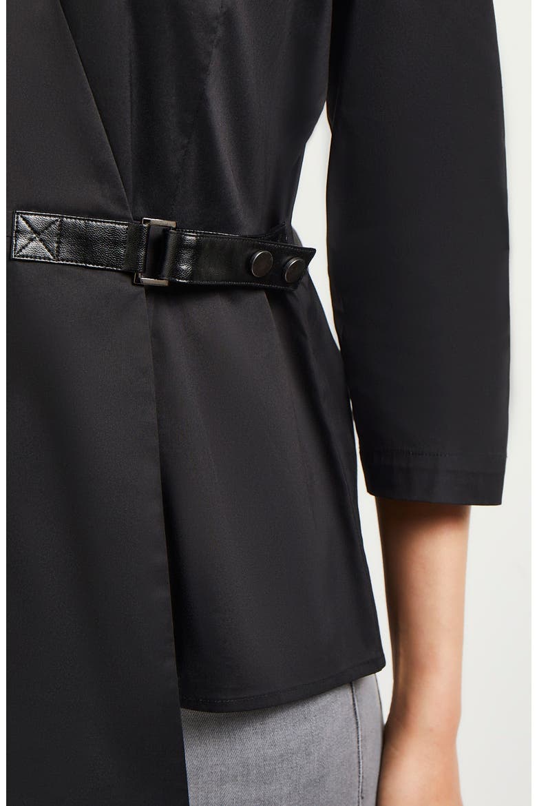 Asymmetric Belted Wrap Blouse, Alternate, color, BLACK
