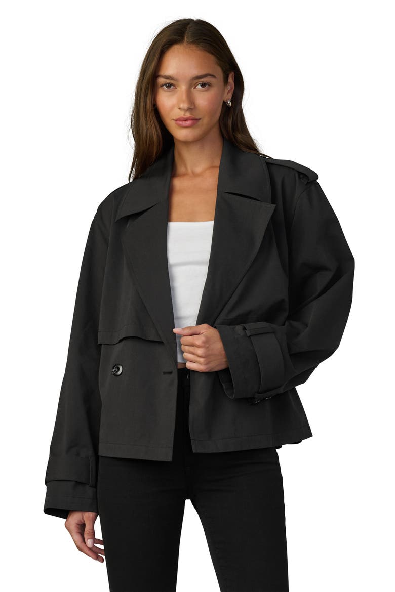 The Liz Cropped Trench Coat, Alternate, color, BLACK