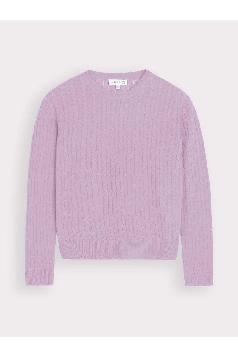 Cable Cashmere Blend Crew Neck Sweater, Alternate, color, Chalk Mauve