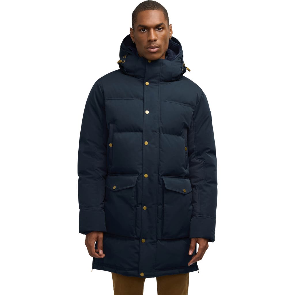 Pajar Prescott Long Length Parka With Detachable Faux Shearling Lined Hood In Blue