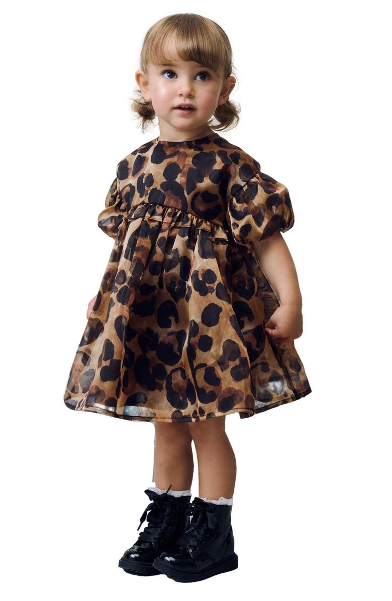 NEXT Kids' Sparkle Mesh Party Dress, Alternate, color, Brown Multi