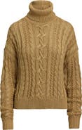 Lauren Ralph Lauren Metallic Turtlenrck Cable Knit Sweater