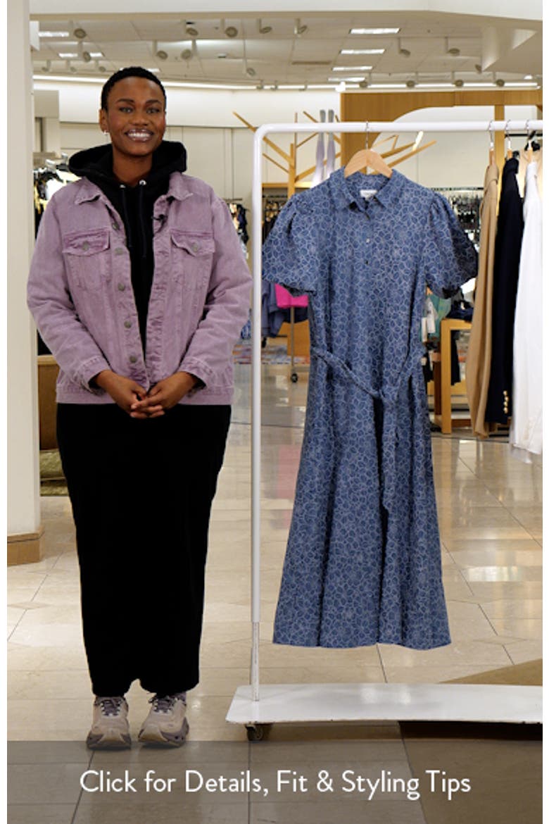 Embroidered Floral Chambray Midi Shirtdress video
