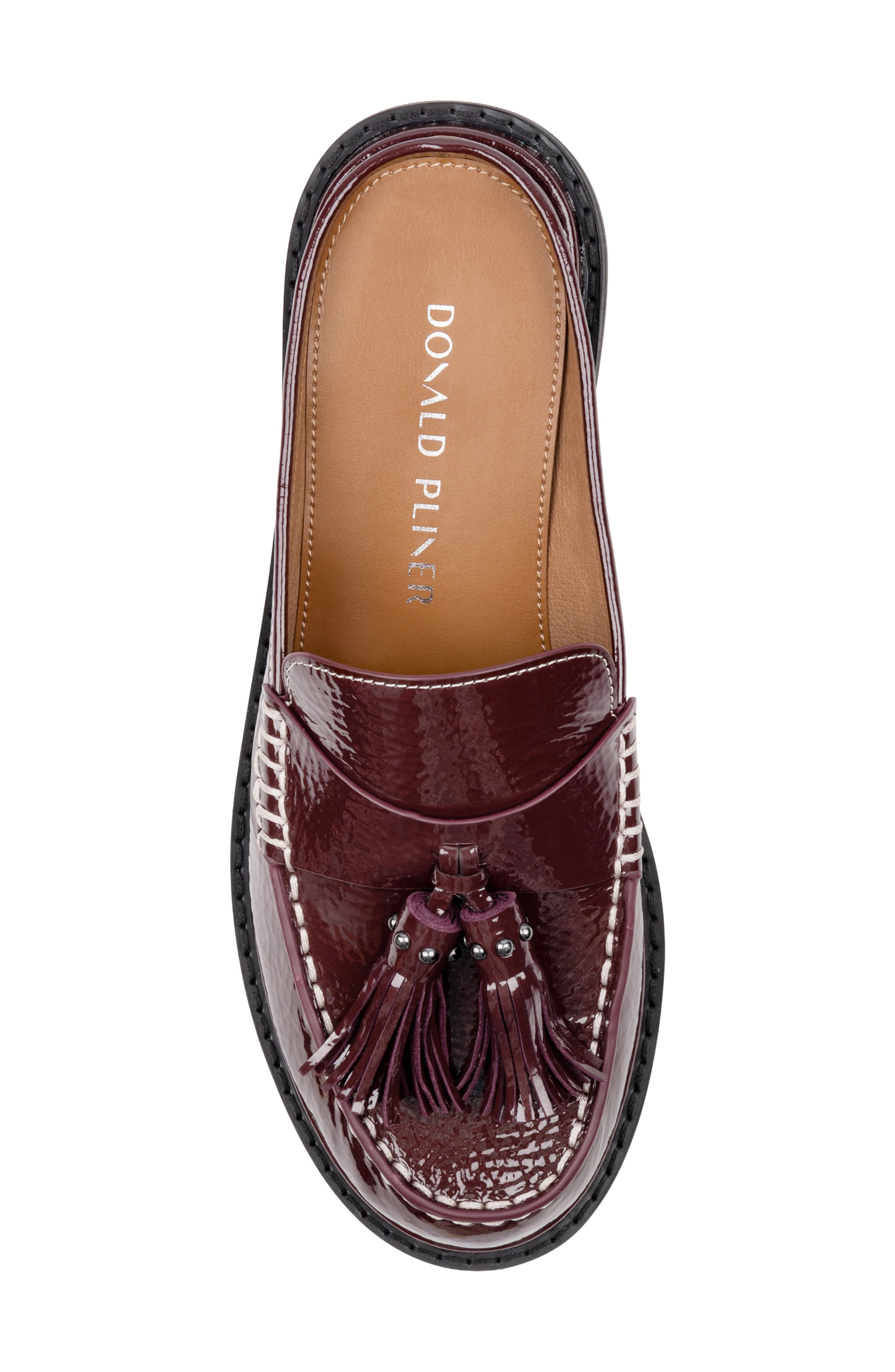 Bambie Leather Tassel Loafer Mule, Alternate, color, BORDEAUX