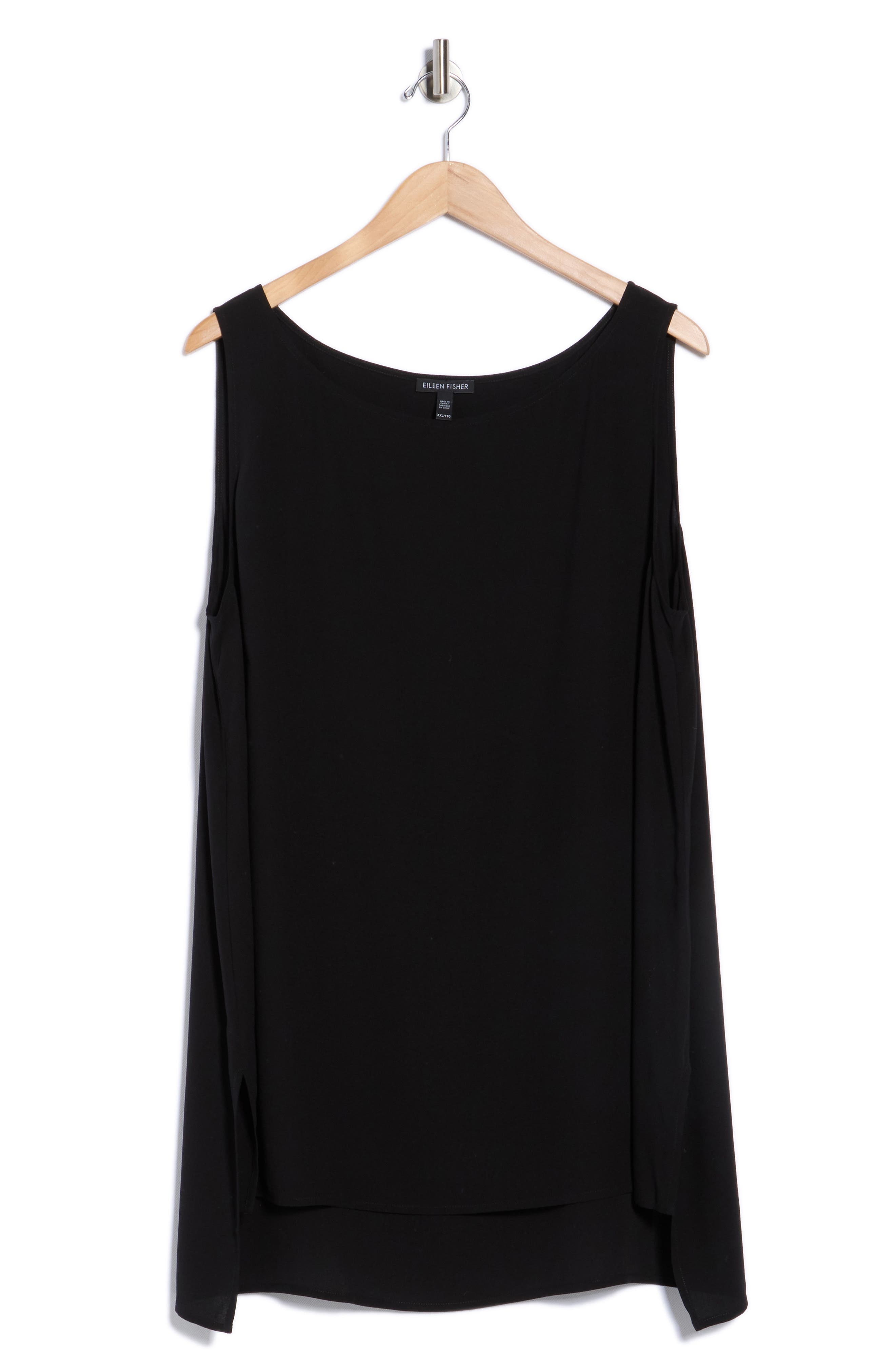 Eileen Fisher Bateau Neck Longline Silk Shell