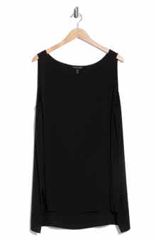 Eileen Fisher Bateau Neck Longline Silk Shell