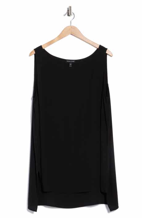 Eileen Fisher Bateau Neck Longline Silk Shell