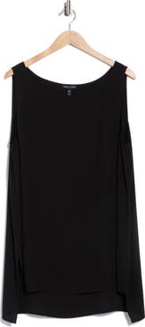 Eileen Fisher Bateau Neck Longline Silk Shell