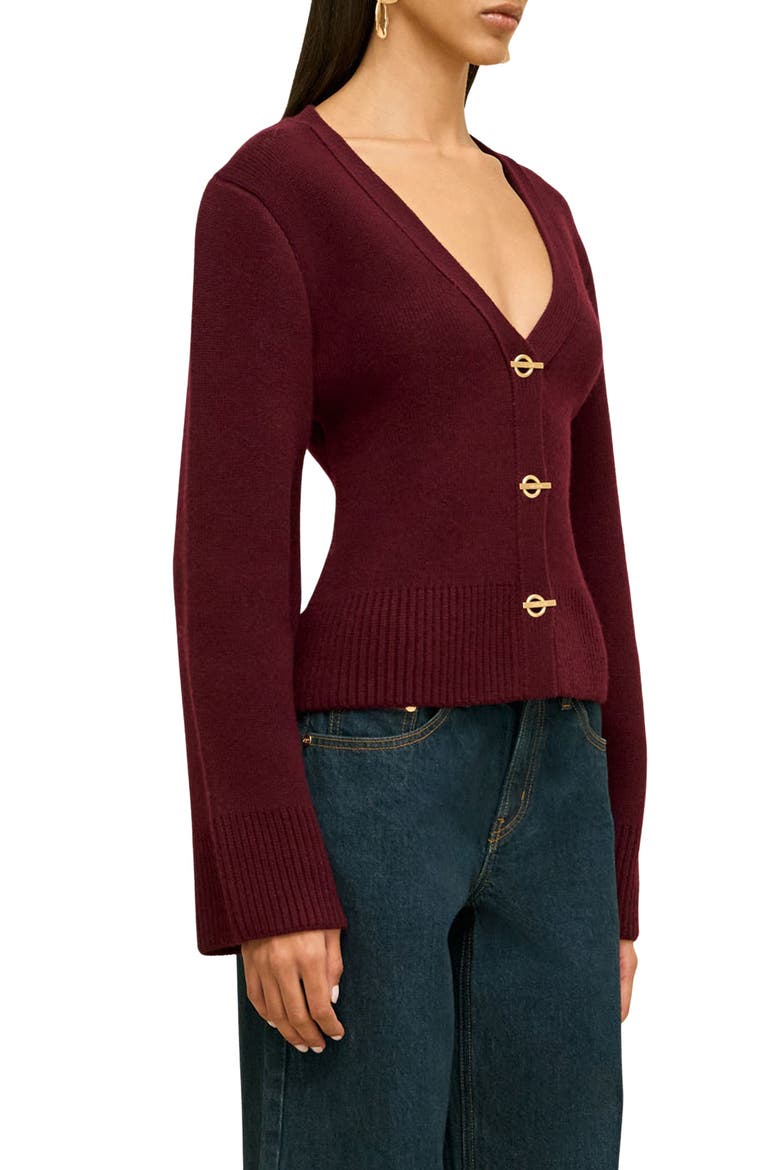 Josia V-Neck Cardigan, Alternate, color, EGGPLANT