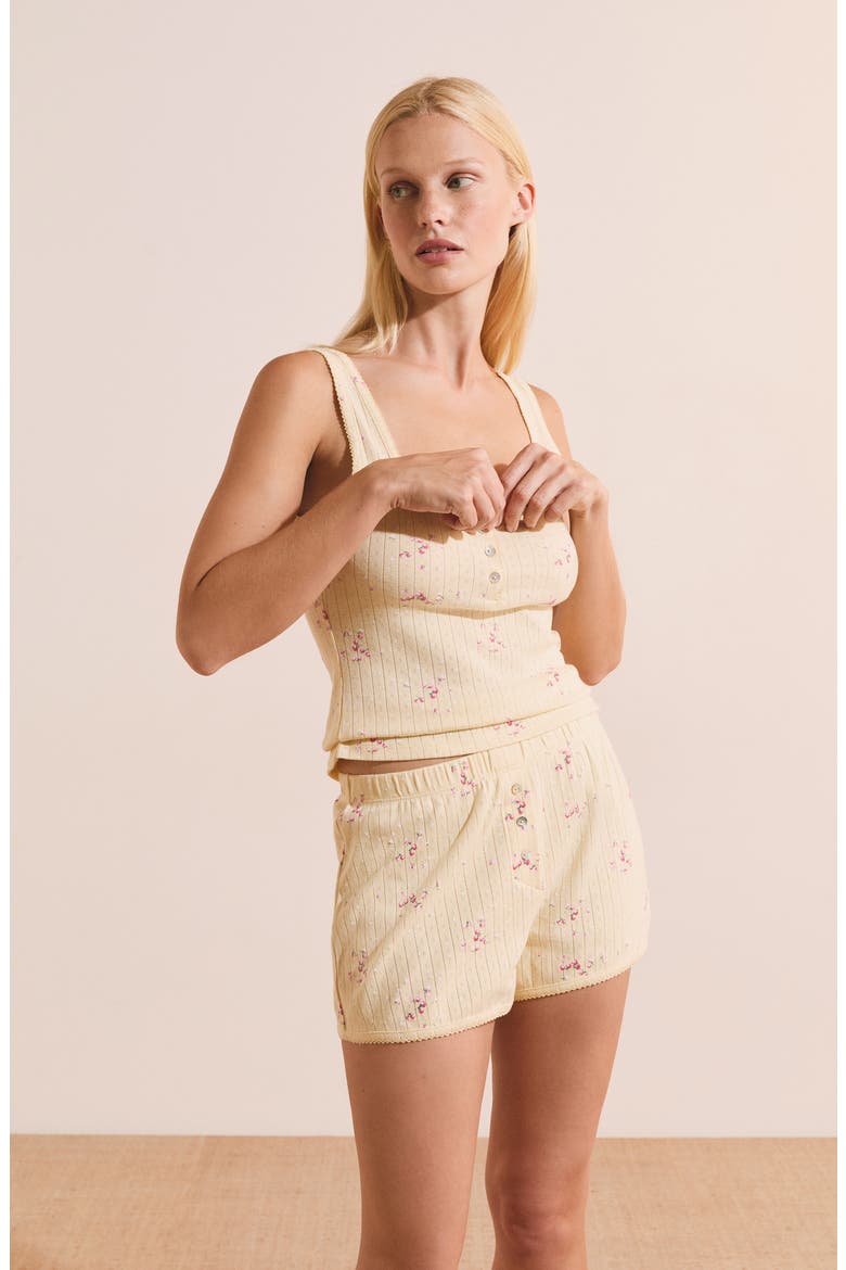 Katell Pointelle Cotton Pajama Shorts, Alternate, color, LIGHT YELLOW