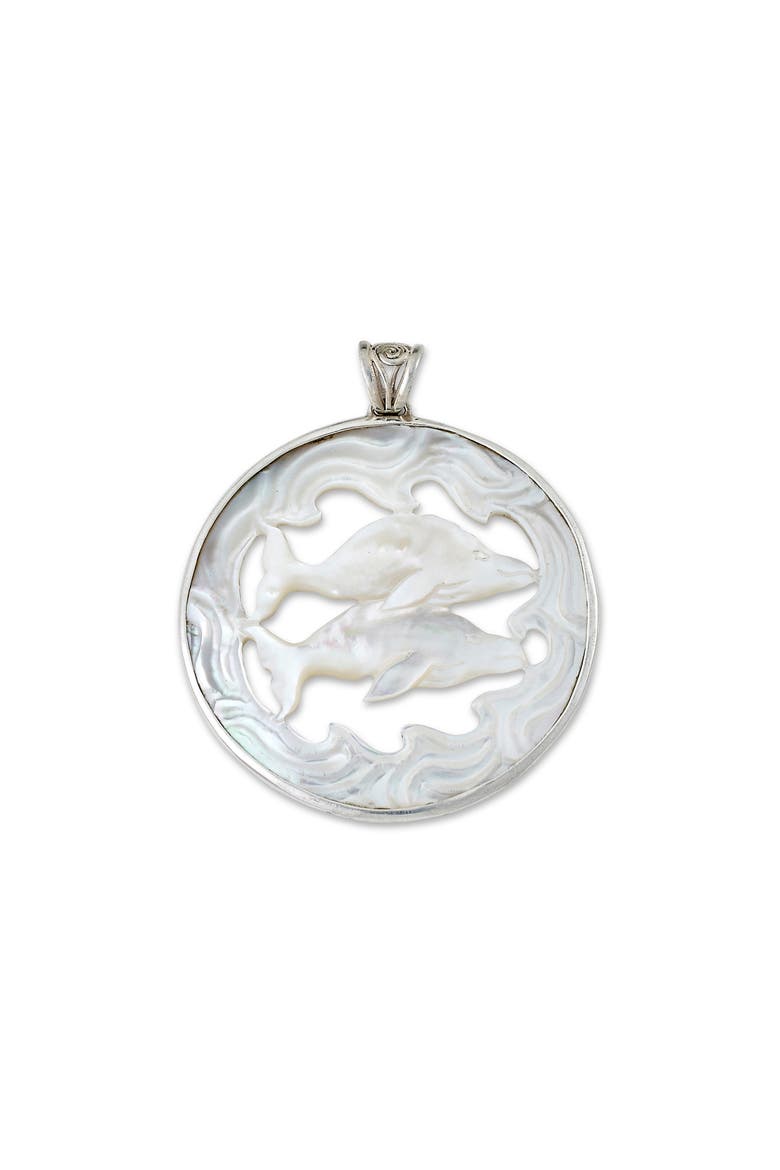 Carved Mother-of-Pearl Whale Pendant, Main, color, WHITE