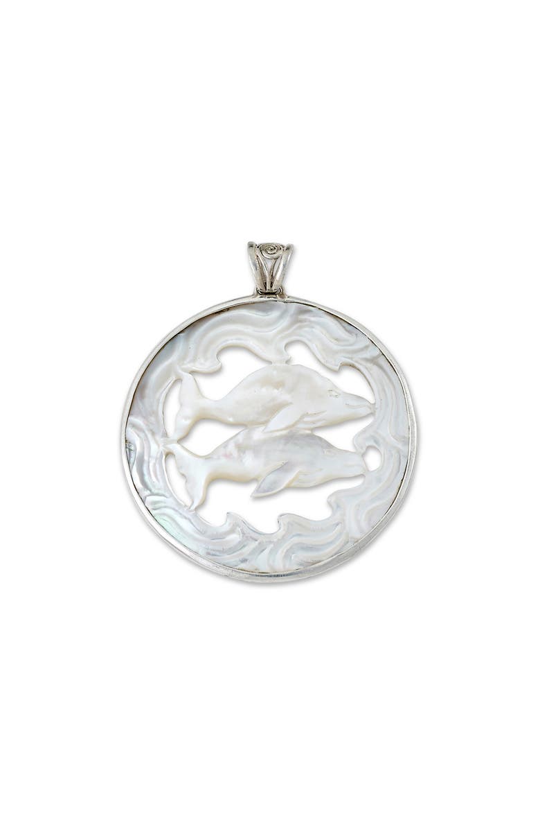 SAMUEL B. Carved Mother-of-Pearl Whale Pendant, Main, color, White
