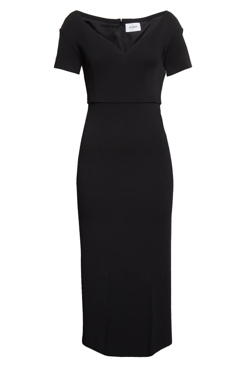 Sweetheart Neck Milano Knit Midi Dress, Alternate, color, BLACK