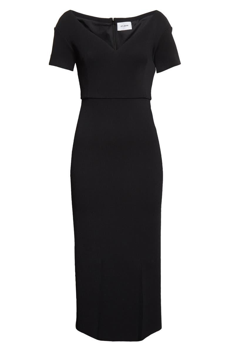 St. John Evening Sweetheart Neck Milano Knit Midi Dress, Alternate, color,
