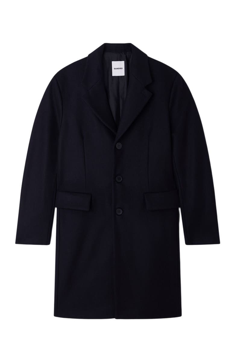 SANDRO Wool and cashmere coat, Alternate, color, Black