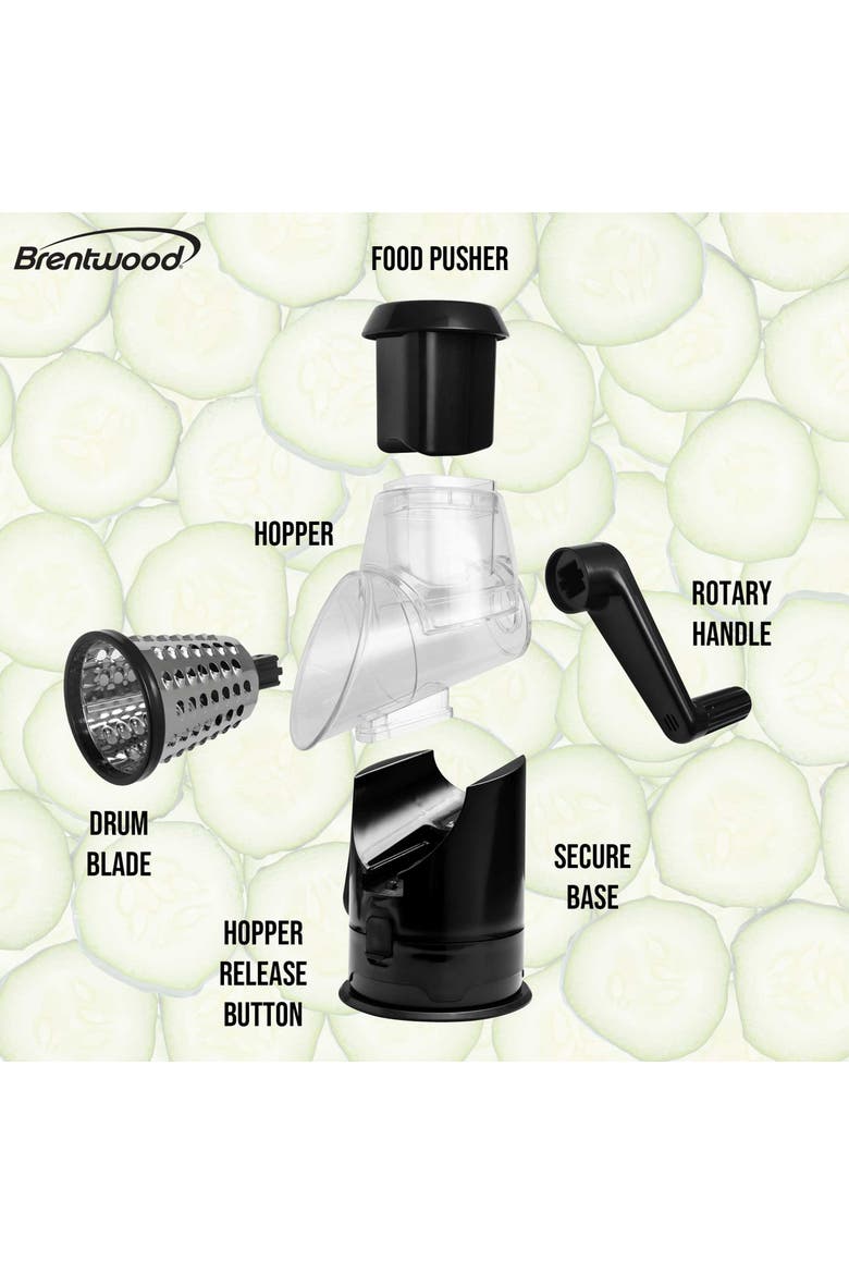 Rotary Cheese Grater Slicer in Black with 3 Drum Blades, Alternate, color, Black