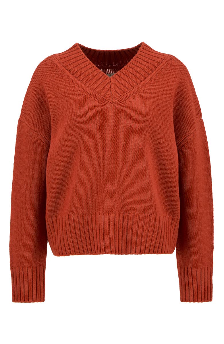 Barbour Antonia Merino Wool V-Neck Sweater, Alternate, color, Burnt Orange