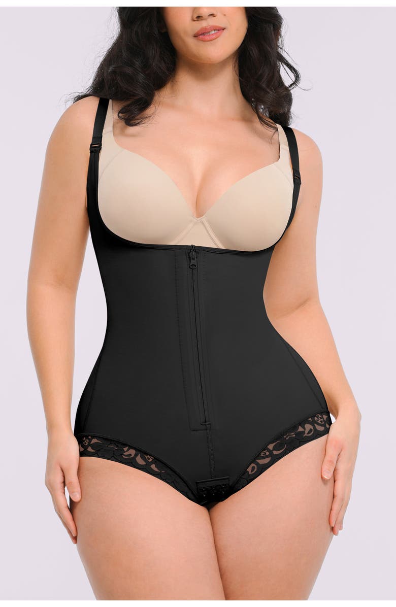 Shapellx AirSlim<sup>®</sup> Zipper Front Open Bust Brief Bodysuit, Alternate, color, Jet Black